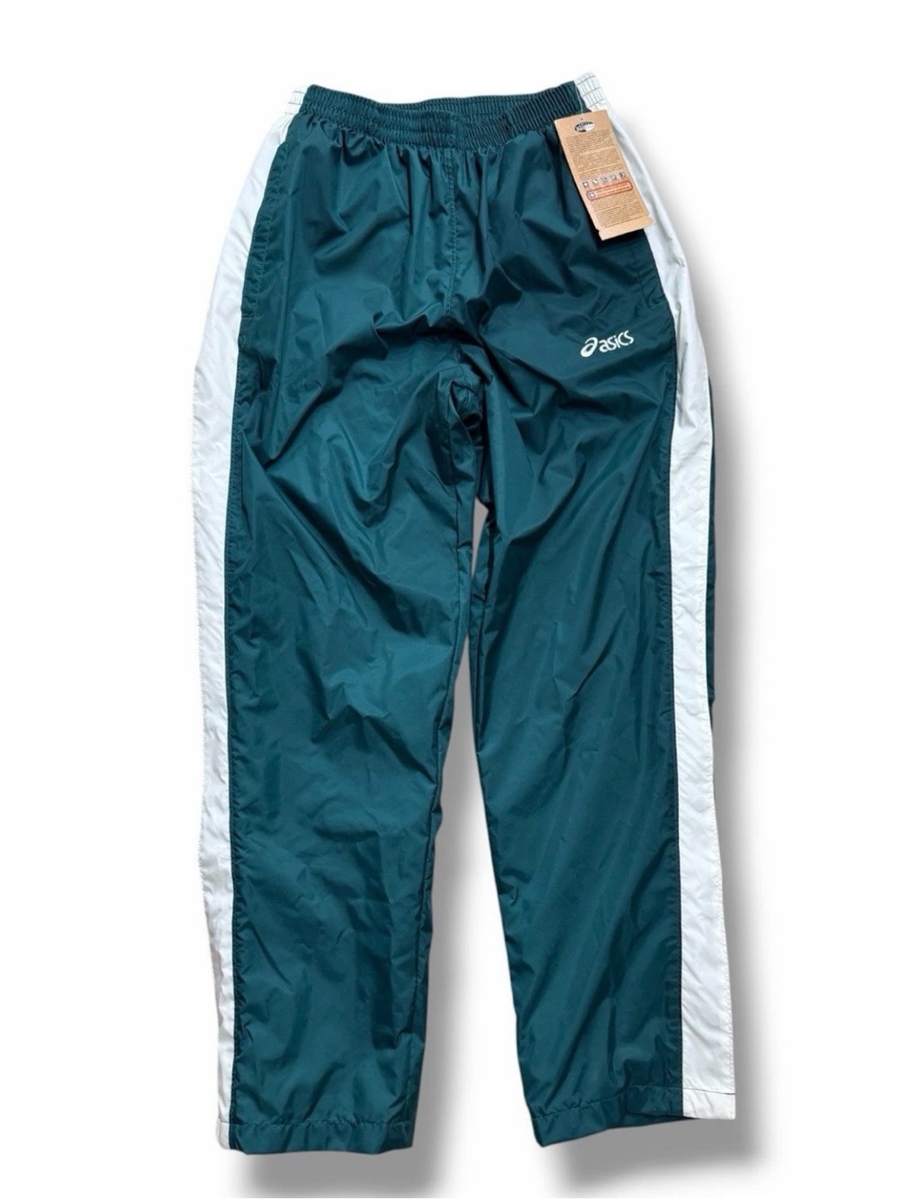 ASICS Teal Track Pants with White Side Stripes